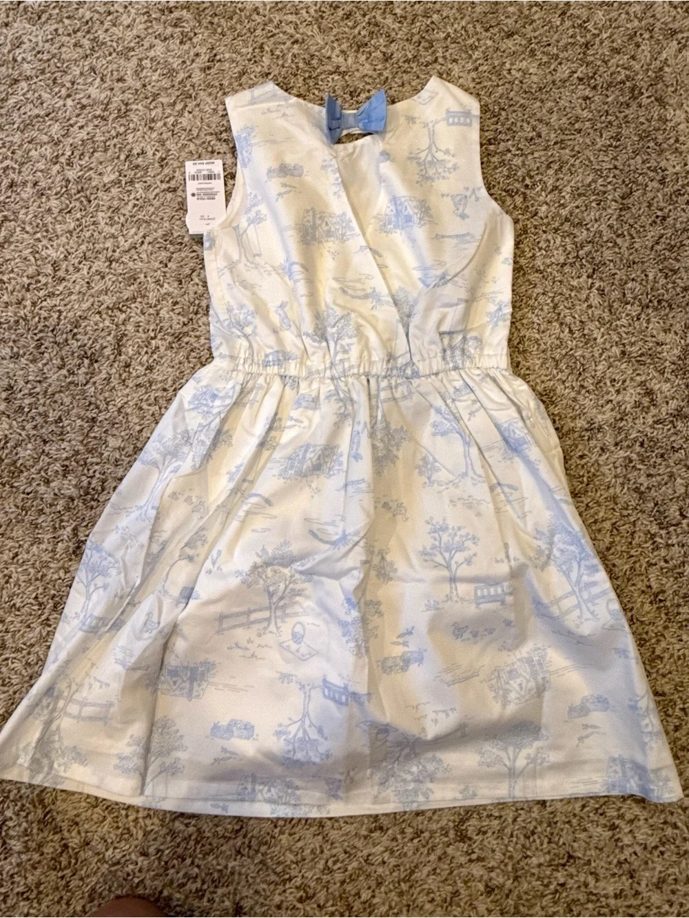 Carters Girls White and Light Blue Toile Easter Dress